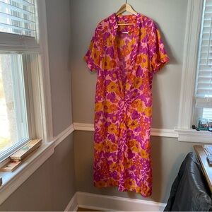 Vintage Leslie Joy by St. James bright colorful floral flower house dress AS IS